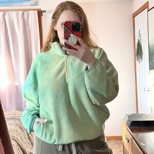 Tna Polar 1/4 Zip Sweater Green Marble Dye Large Fleece Pullover